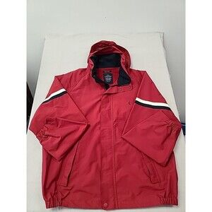 Vintage Mens  XXL Red Nautica Sailing Nautical Jacket Hooded Windbreaker